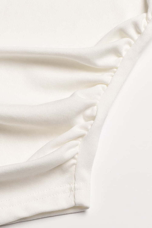 Curved Hem Racerback Tank Top - White