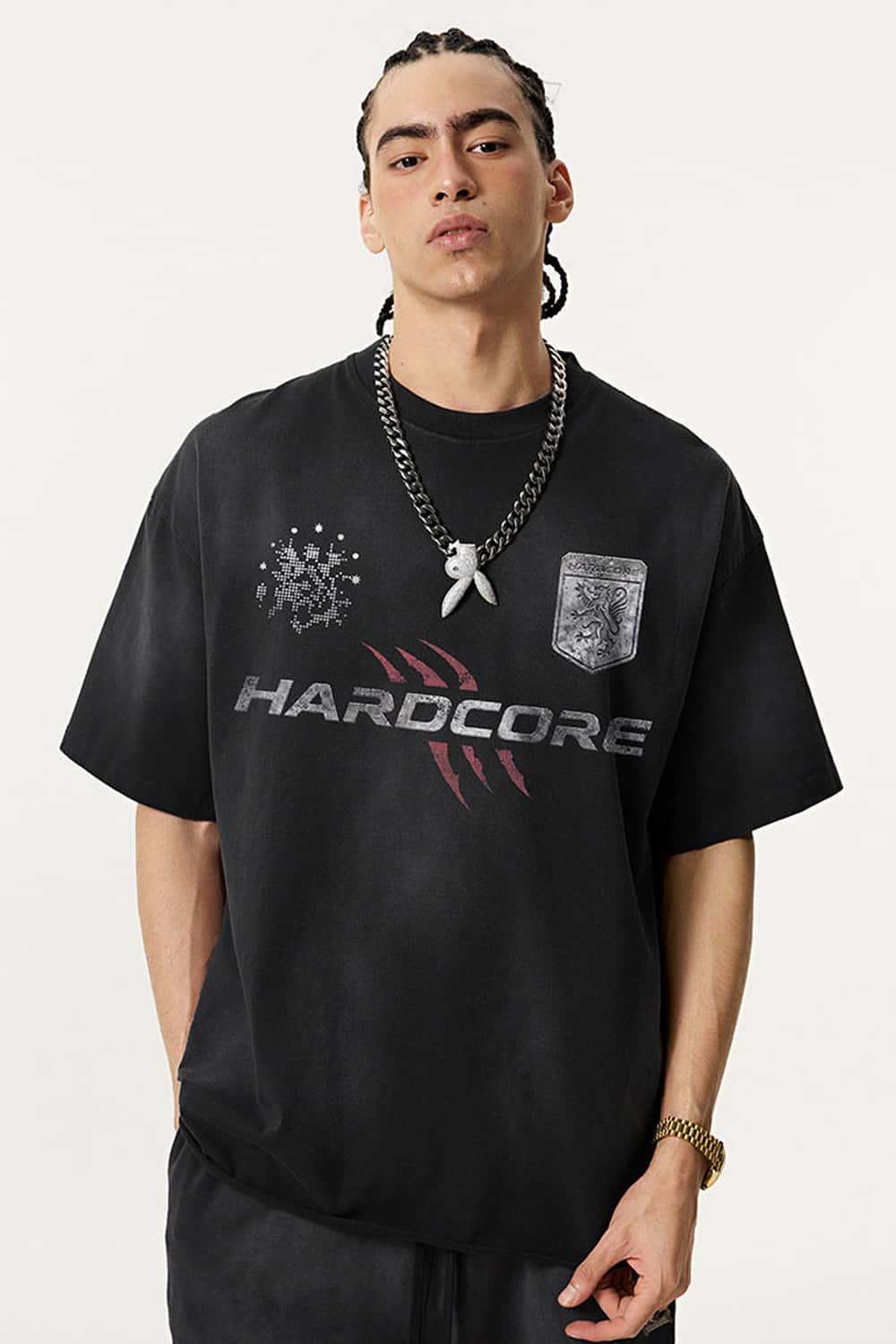 Washed Graphic Oversized T-Shirt - Vintage Black