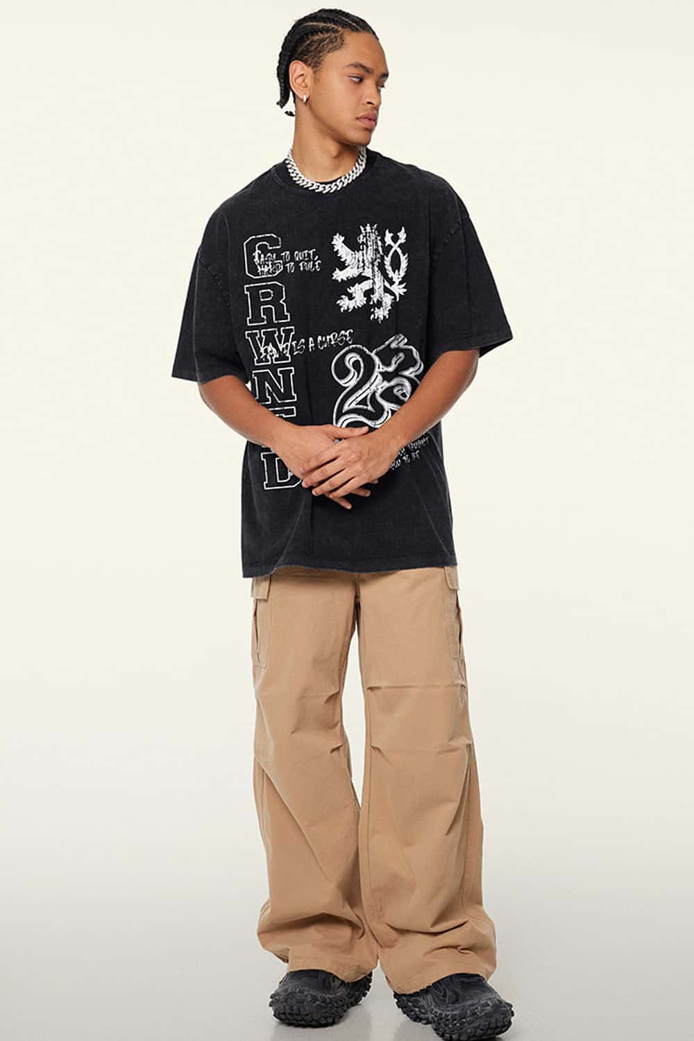 Washed Front Graphic T-Shirt - Fried Snowflakes