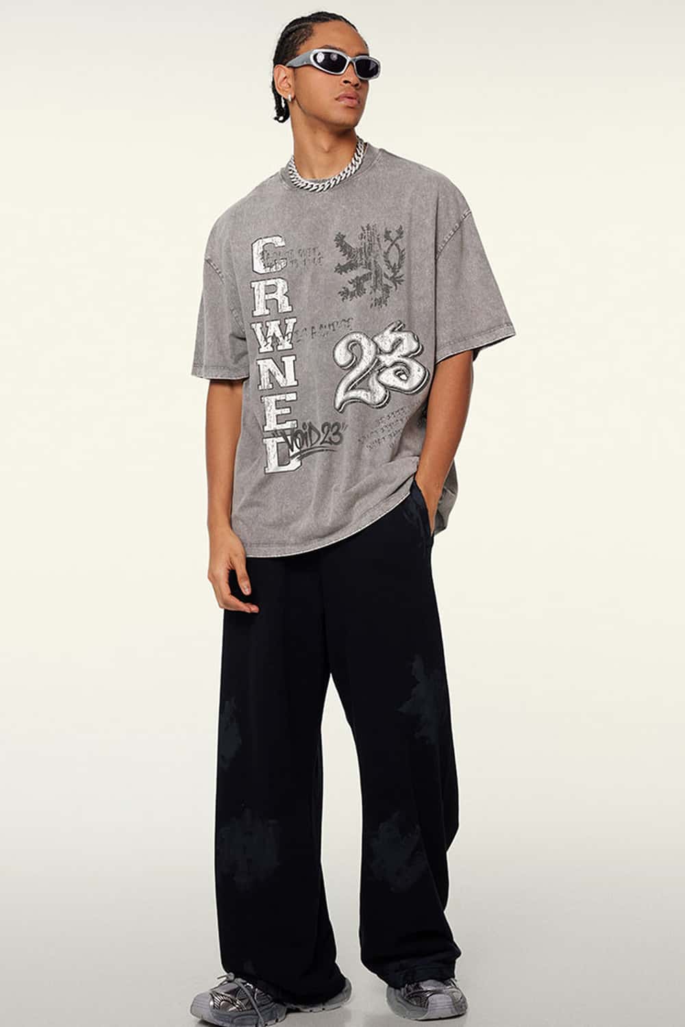 Washed Front Graphic T-Shirt - Medium Gray