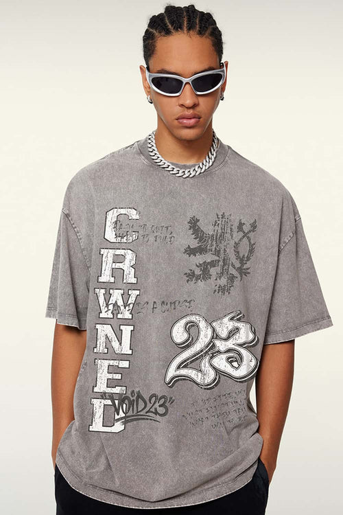 Washed Front Graphic T-Shirt - Medium Gray