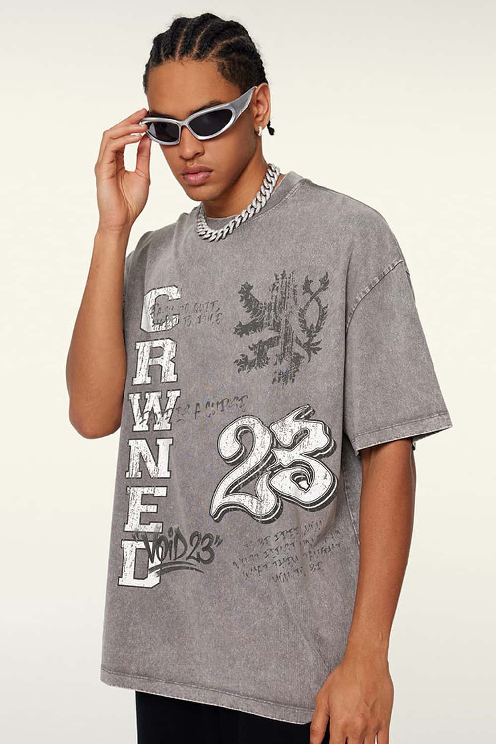Washed Front Graphic T-Shirt - Medium Gray