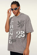 Washed Front Graphic T-Shirt - Medium Gray