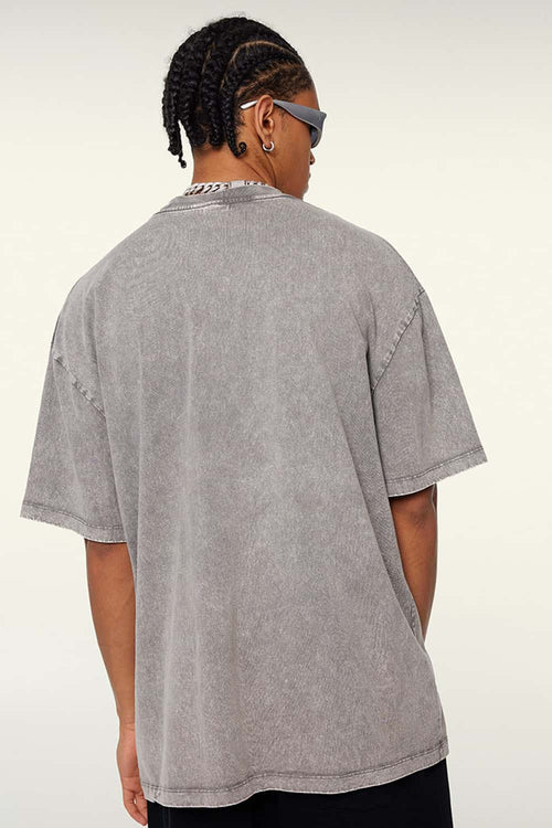 Washed Front Graphic T-Shirt - Medium Gray