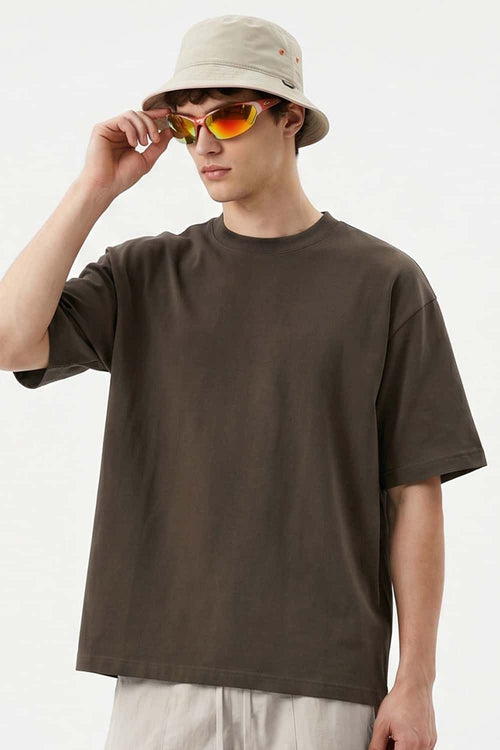Heavyweight Relaxed Crew T-Shirt - Brown