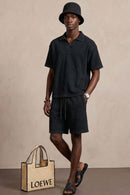 Waffle Textured Loose Fit Polo Shirt - Fried Snowflakes