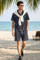 Waffle Textured Loose Fit Polo Shirt - Iron Gray