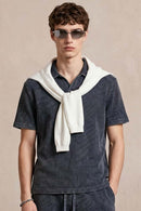 Waffle Textured Loose Fit Polo Shirt - Iron Gray