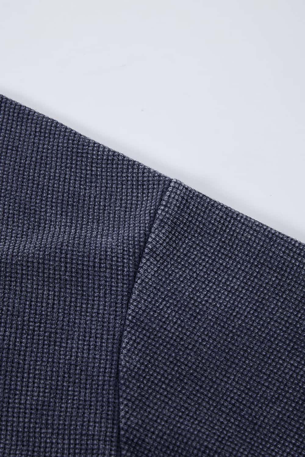 Waffle Textured Loose Fit Polo Shirt - Midnight Blue