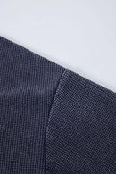 Waffle Textured Loose Fit Polo Shirt - Midnight Blue