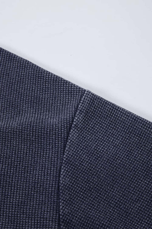 Waffle Textured Loose Fit Polo Shirt - Midnight Blue
