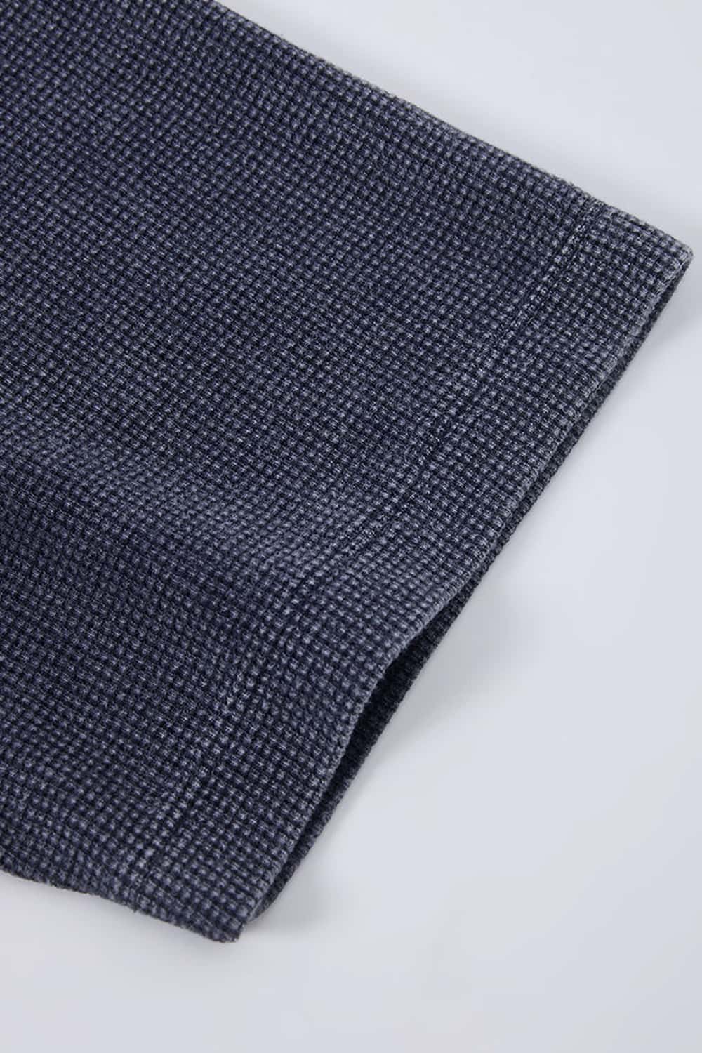 Waffle Textured Loose Fit Polo Shirt - Midnight Blue