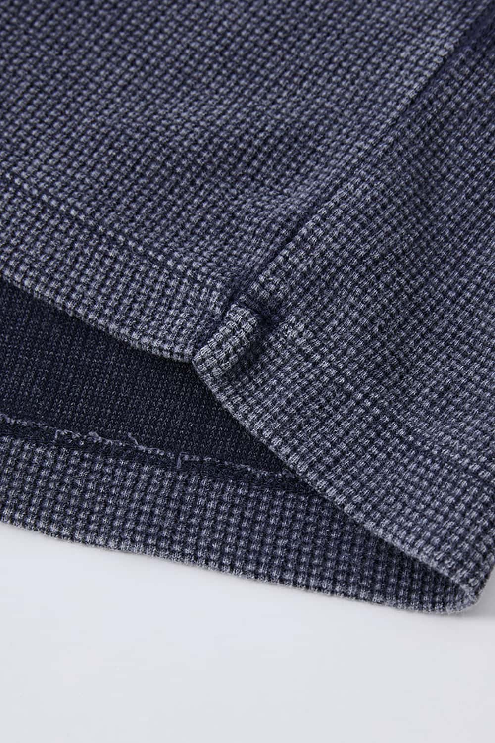 Waffle Textured Loose Fit Polo Shirt - Midnight Blue