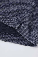 Waffle Textured Loose Fit Polo Shirt - Midnight Blue