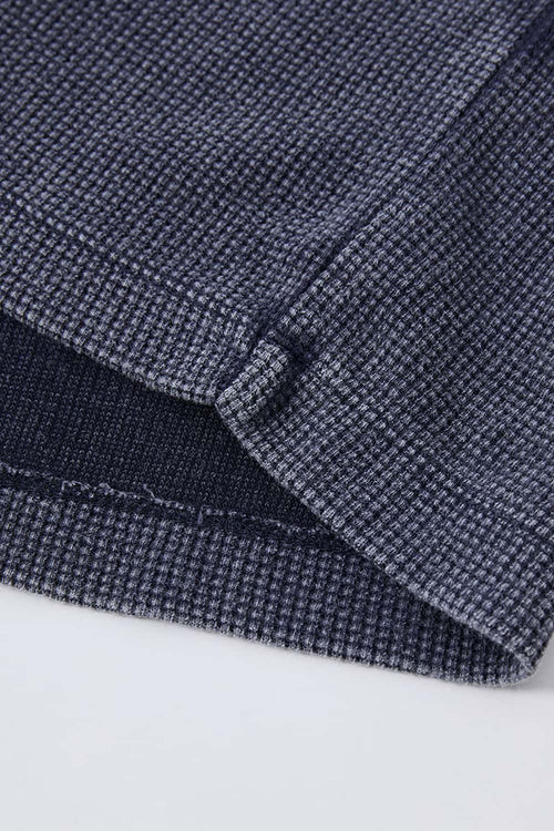 Waffle Textured Loose Fit Polo Shirt - Midnight Blue