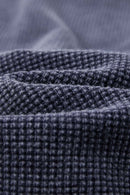 Waffle Textured Loose Fit Polo Shirt - Midnight Blue
