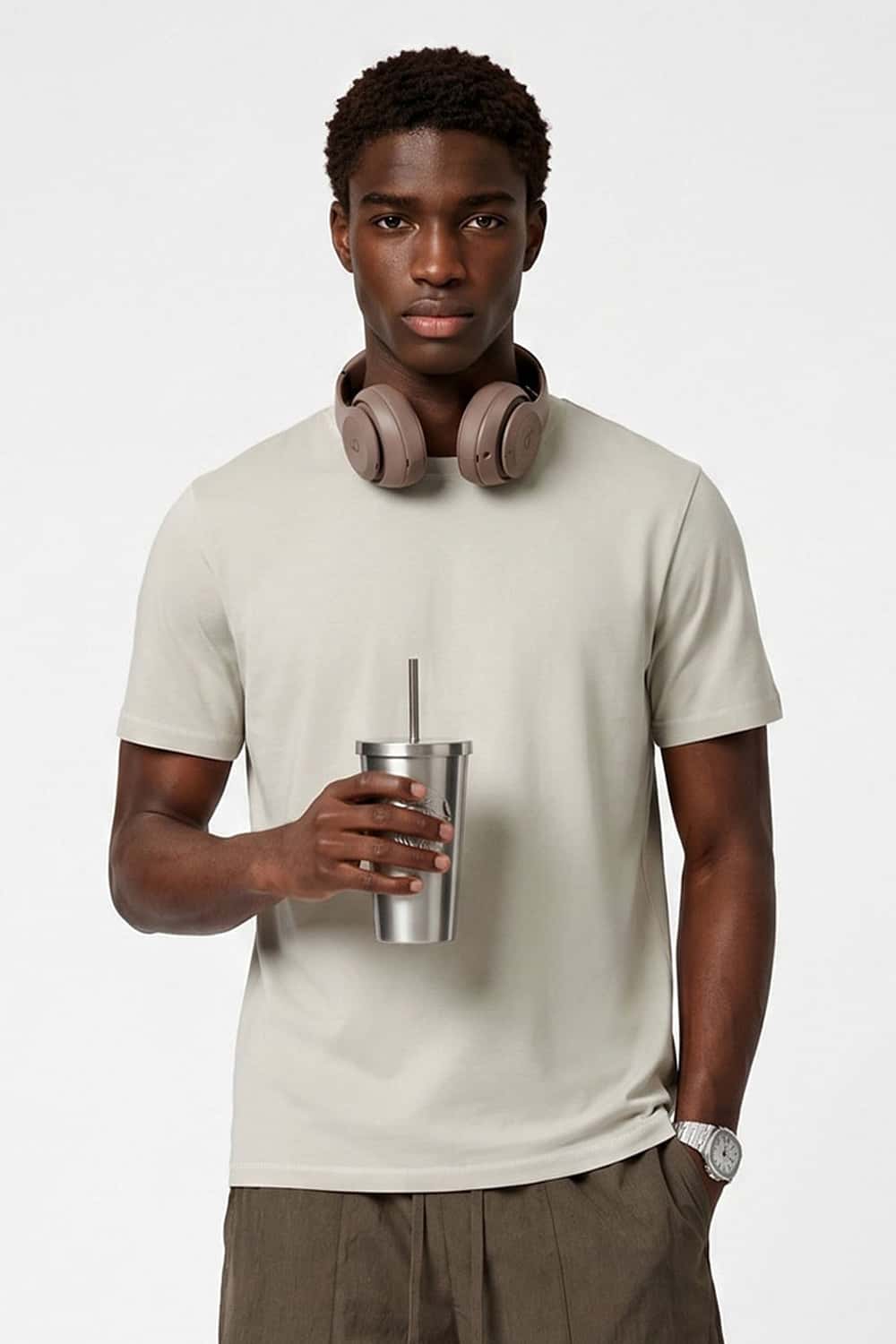 Quick-Dry Stretch Crew T-Shirt - Light Khaki
