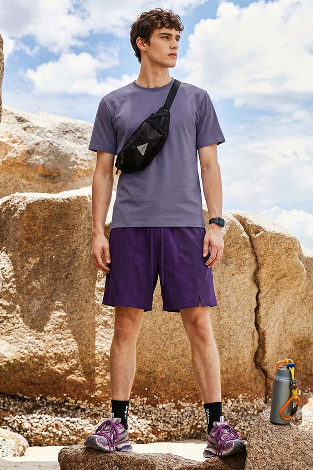 Quick-Dry Stretch Crew T-Shirt - Purple