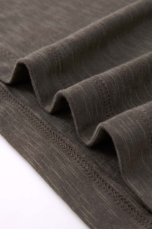Textured Open-Collar Loose Polo Shirt - Gray Brown
