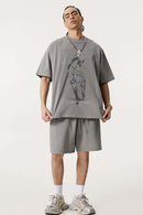 Washed Western Graphic Oversized T-Shirt - Medium Gray
