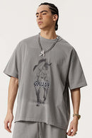 Washed Western Graphic Oversized T-Shirt - Medium Gray
