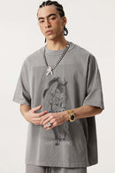 Washed Western Graphic Oversized T-Shirt - Medium Gray