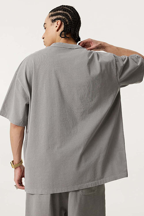 Washed Western Graphic Oversized T-Shirt - Medium Gray