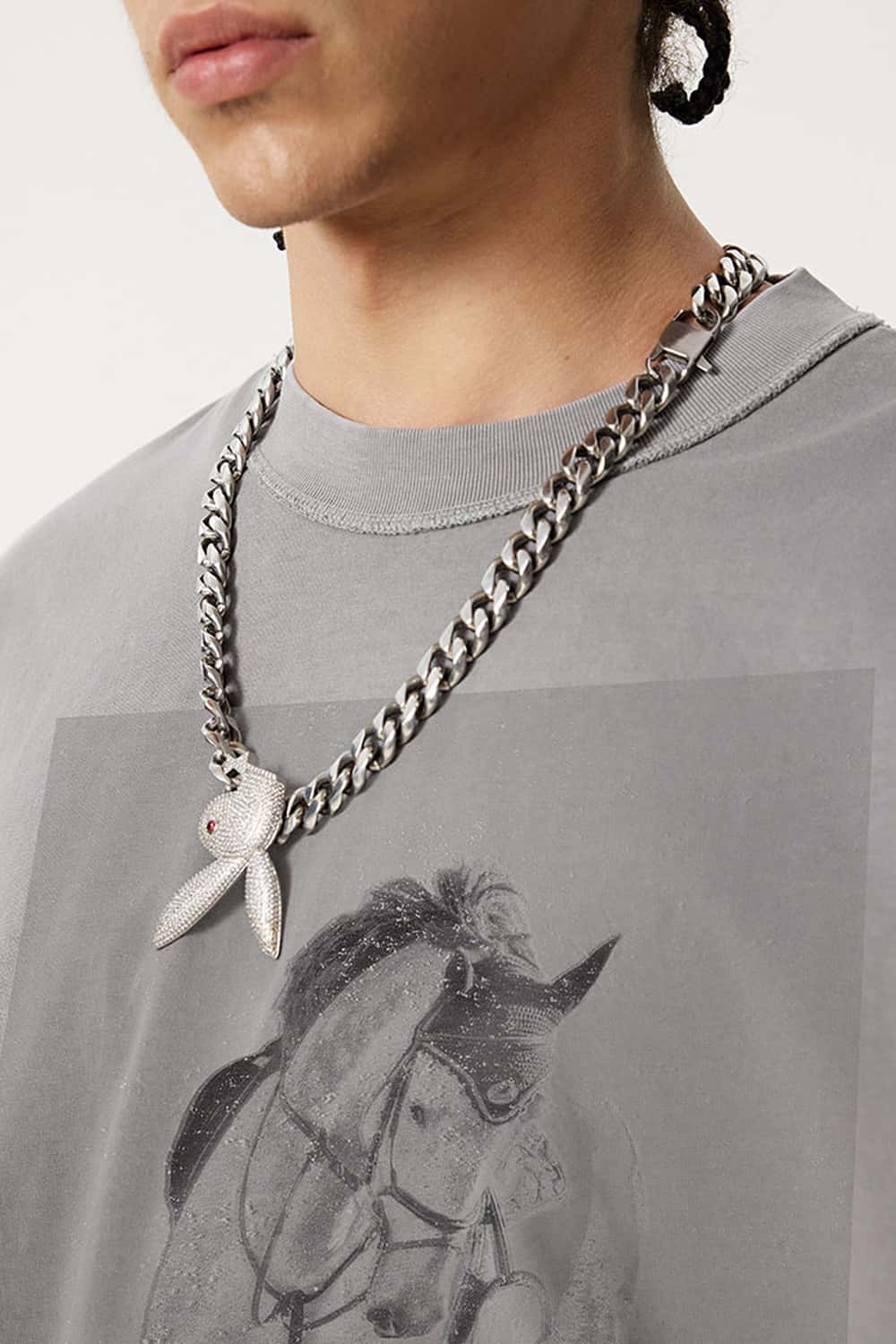 Washed Western Graphic Oversized T-Shirt - Medium Gray