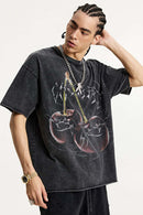 Washed Cherry Graphic Loose Fit T-Shirt - Fried Snowflakes