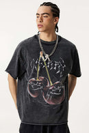 Washed Cherry Graphic Loose Fit T-Shirt - Fried Snowflakes