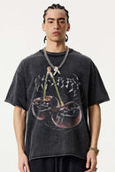 Washed Cherry Graphic Loose Fit T-Shirt - Fried Snowflakes