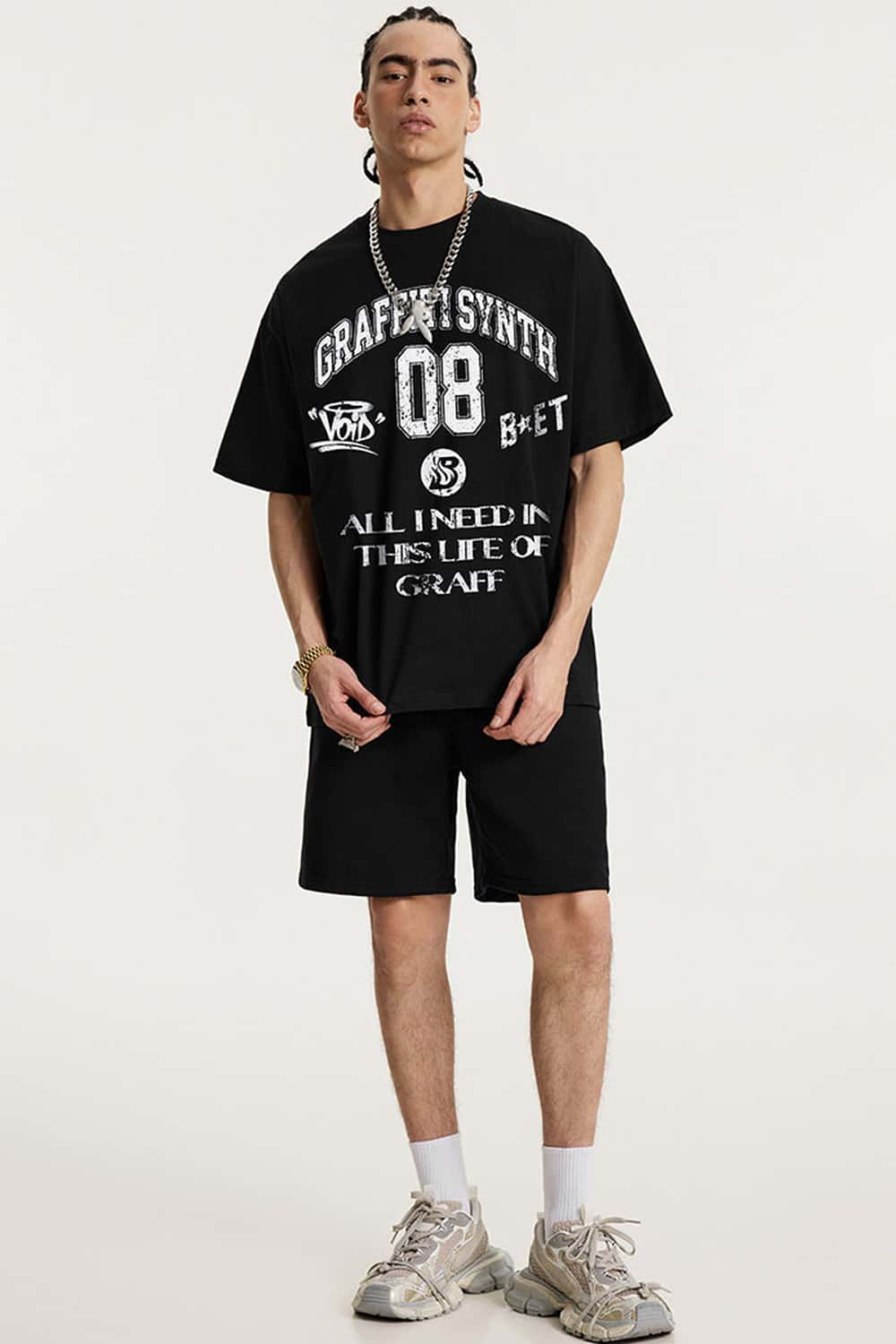 Collegiate Graphic Loose Fit T-Shirt - Black