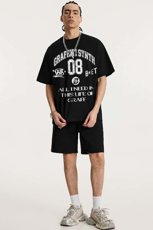 Collegiate Graphic Loose Fit T-Shirt - Black