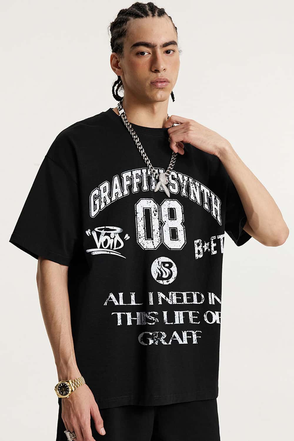 Collegiate Graphic Loose Fit T-Shirt - Black