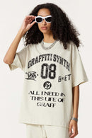 Collegiate Graphic Loose Fit T-Shirt - Oat Gray