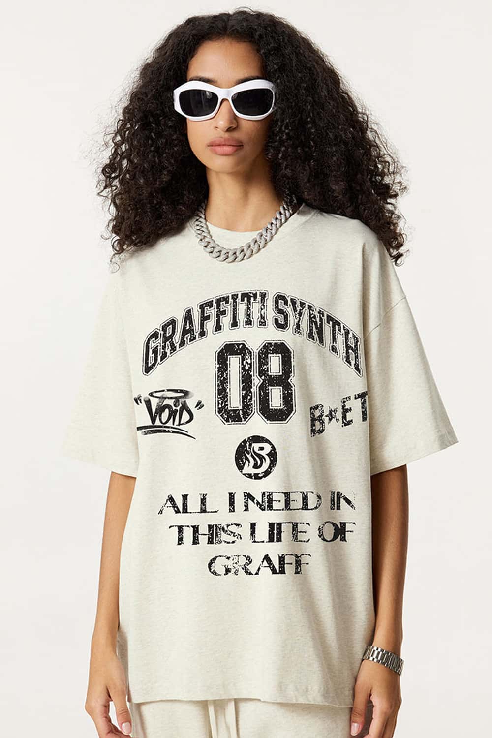 Collegiate Graphic Loose Fit T-Shirt - Oat Gray