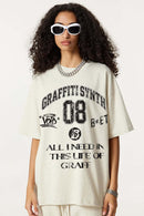 Collegiate Graphic Loose Fit T-Shirt - Oat Gray