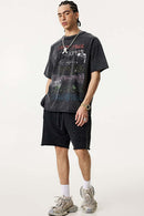 Washed Graffiti Graphic Loose Fit T-Shirt - Fried Snowflakes