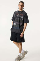 Washed Graffiti Graphic Loose Fit T-Shirt - Fried Snowflakes