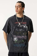 Washed Graffiti Graphic Loose Fit T-Shirt - Fried Snowflakes