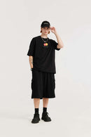 Brushed Utility Pocket Long Shorts - Black