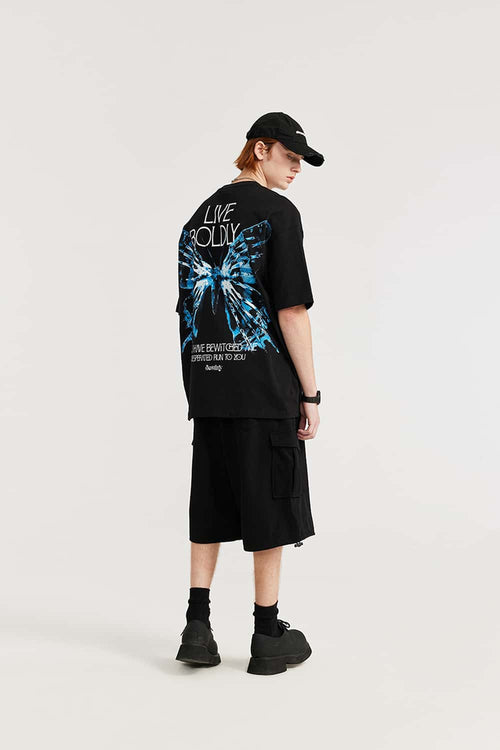 Brushed Utility Pocket Long Shorts - Black