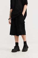 Brushed Utility Pocket Long Shorts - Black