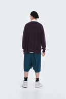 Loose Fit Crewneck Knit Sweater - Dark Purple