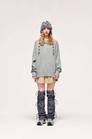Loose Fit Crewneck Knit Sweater - Gray