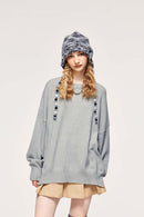 Loose Fit Crewneck Knit Sweater - Gray