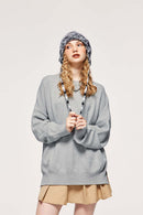 Loose Fit Crewneck Knit Sweater - Gray