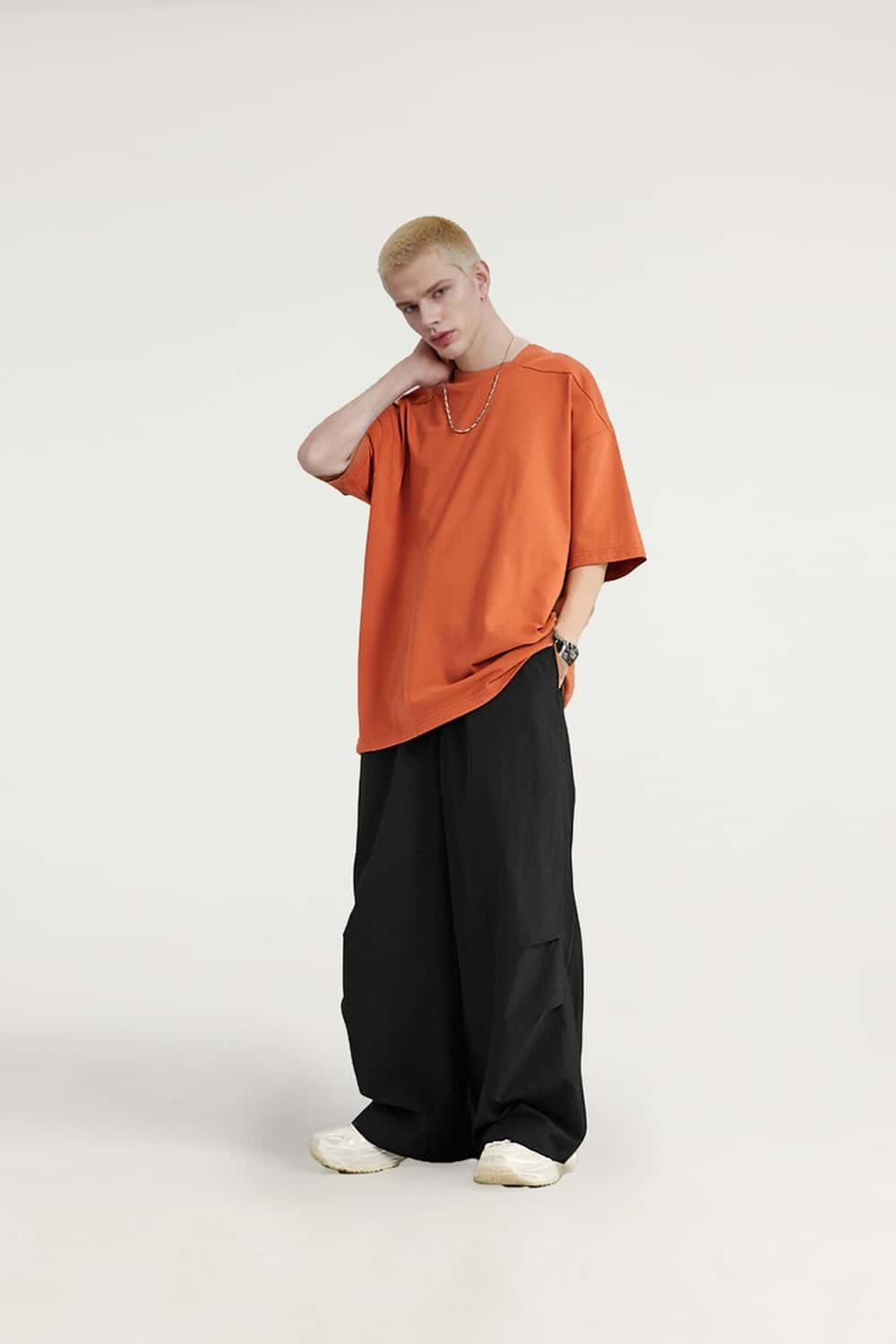 Draped Wide-Leg Utility Pants - Black