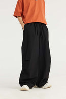 Draped Wide-Leg Utility Pants - Black