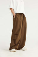 Draped Wide-Leg Utility Pants - Brown